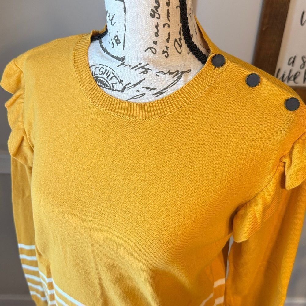 Vertbaudet Yellow Ruffle Sleeve Sweater - Picture 2 of 12